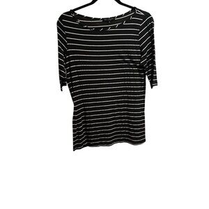 Green Envelope Black and White Striped Long Sleeve Top